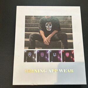 Shining APP wear LED skull face changing halloween light up T shirt size Small
